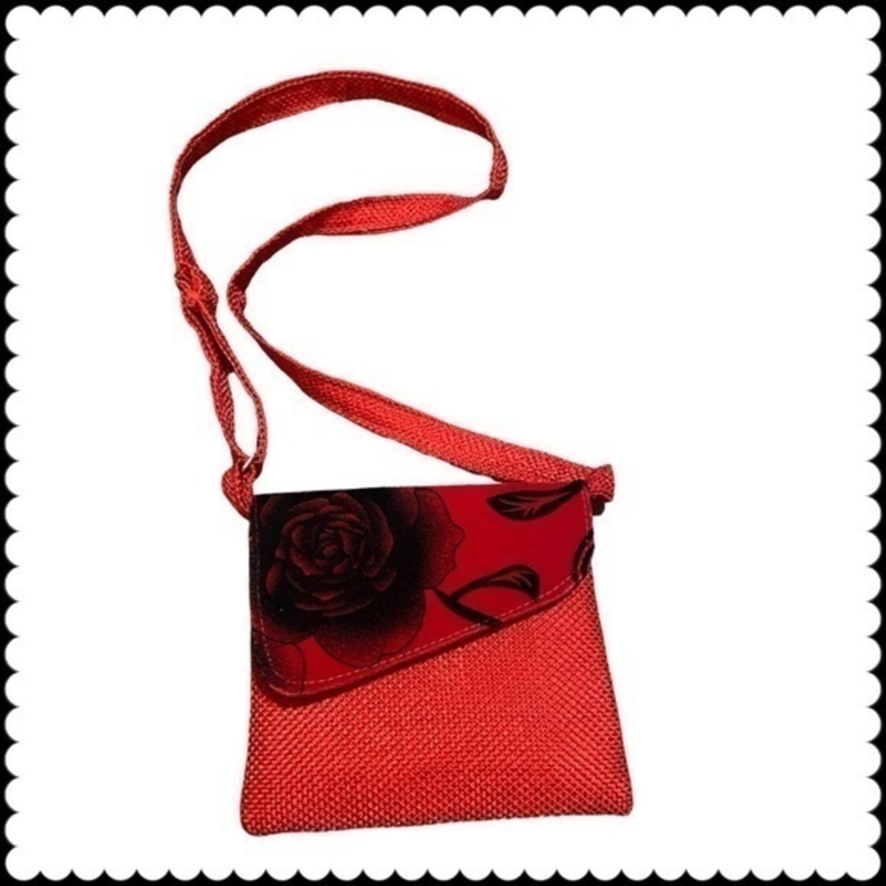 Rose Red Women’s Crossbody Velvet Straw Purse Bag